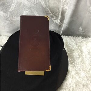 Cartier Brown Leather Long Wallet with Gold Corner Accents